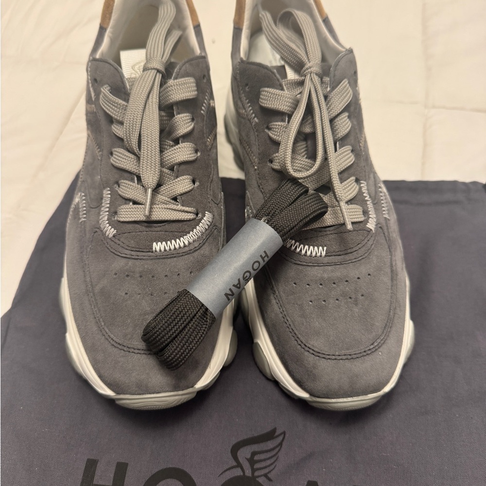 Hogan Gray and Black Sneakers with Mesh and Reflective Details